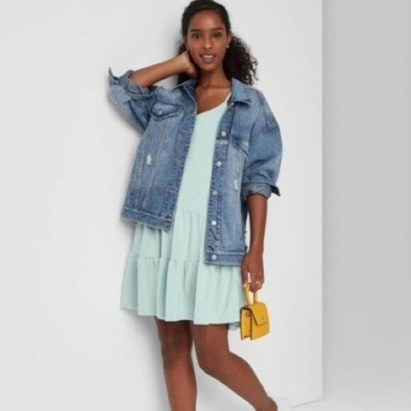 NWT Wild Fable Blue Sleeveless Tiered Mini Dress Women's Size XXL - Picture 1 of 5